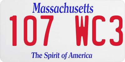 MA license plate 107WC3