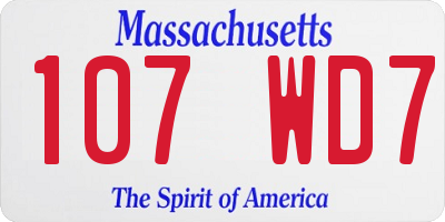 MA license plate 107WD7