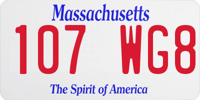 MA license plate 107WG8