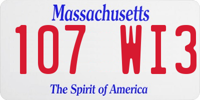 MA license plate 107WI3