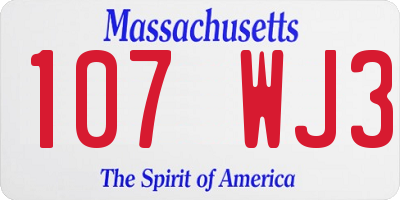 MA license plate 107WJ3