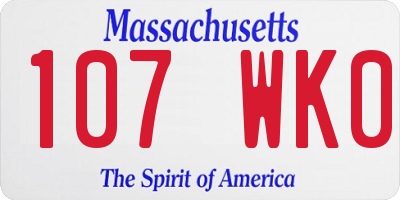 MA license plate 107WK0