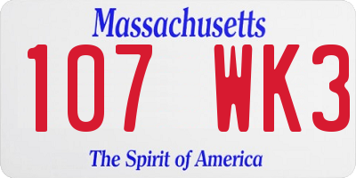 MA license plate 107WK3
