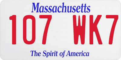 MA license plate 107WK7