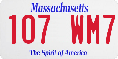 MA license plate 107WM7