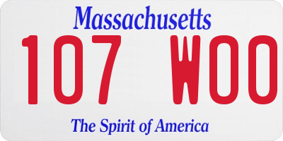 MA license plate 107WO0