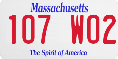 MA license plate 107WO2