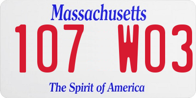 MA license plate 107WO3