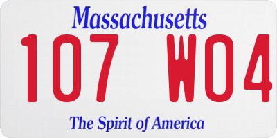MA license plate 107WO4