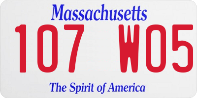 MA license plate 107WO5