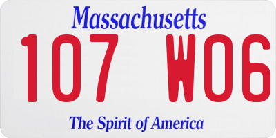 MA license plate 107WO6