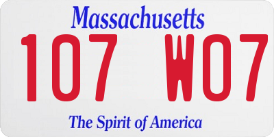MA license plate 107WO7