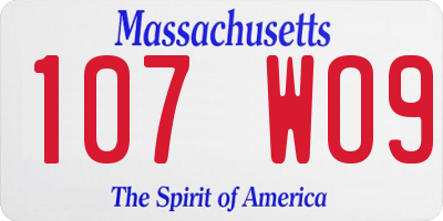 MA license plate 107WO9