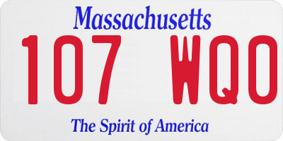 MA license plate 107WQ0