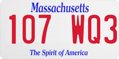MA license plate 107WQ3