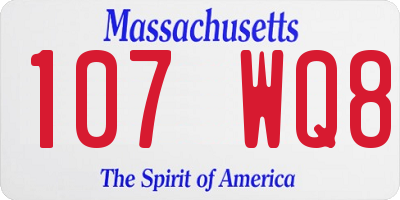 MA license plate 107WQ8
