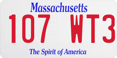 MA license plate 107WT3