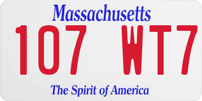 MA license plate 107WT7