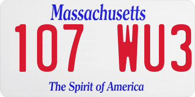 MA license plate 107WU3