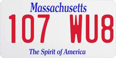 MA license plate 107WU8