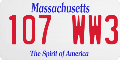 MA license plate 107WW3