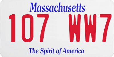 MA license plate 107WW7