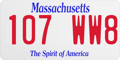 MA license plate 107WW8