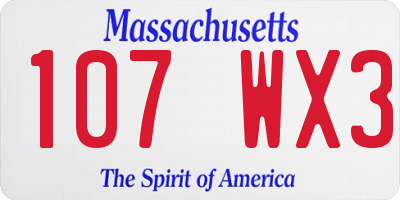 MA license plate 107WX3