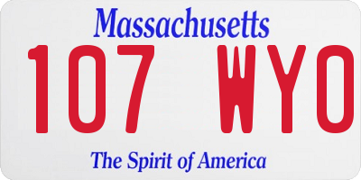 MA license plate 107WY0