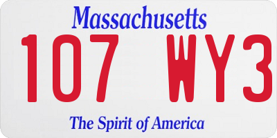 MA license plate 107WY3
