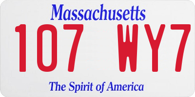 MA license plate 107WY7
