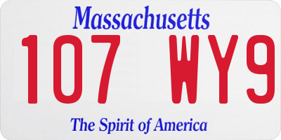 MA license plate 107WY9