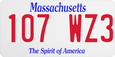 MA license plate 107WZ3