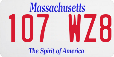 MA license plate 107WZ8