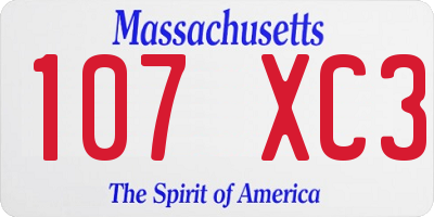 MA license plate 107XC3