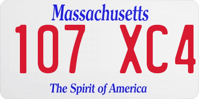 MA license plate 107XC4
