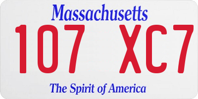 MA license plate 107XC7