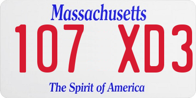 MA license plate 107XD3
