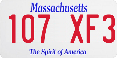 MA license plate 107XF3