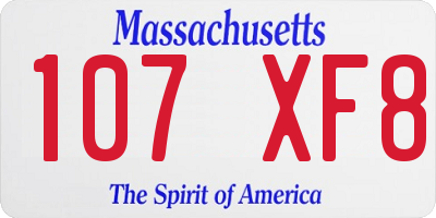 MA license plate 107XF8