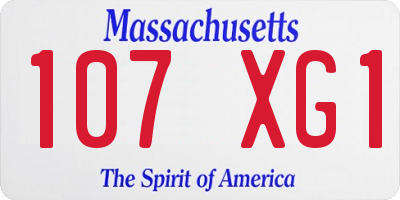 MA license plate 107XG1
