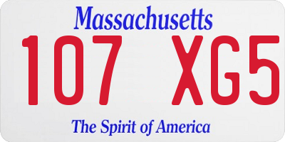 MA license plate 107XG5