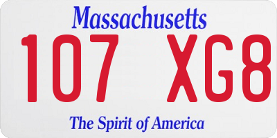 MA license plate 107XG8