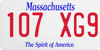 MA license plate 107XG9