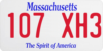 MA license plate 107XH3