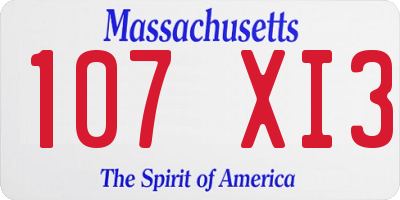 MA license plate 107XI3