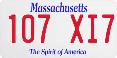 MA license plate 107XI7