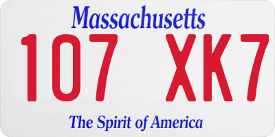 MA license plate 107XK7