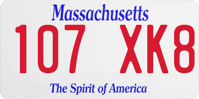MA license plate 107XK8