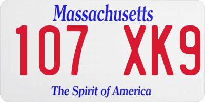 MA license plate 107XK9